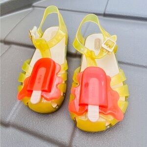Mini Melissa melted popsicle Girl's Jelly Sandals sz.10 yellow / red